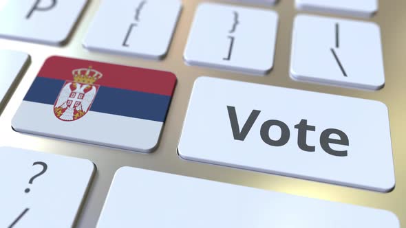 VOTE Text and Flag of Serbia on the Computer Keyboard