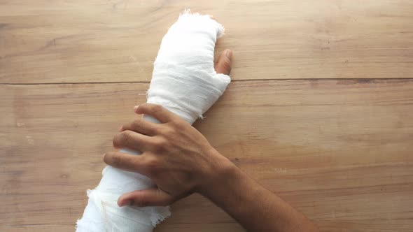 Injured Painful Hand with Bandage