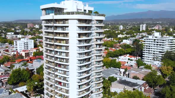 Skyscrapers, Buildings, cottages (Mendoza, Argentina) aerial view, drone footage