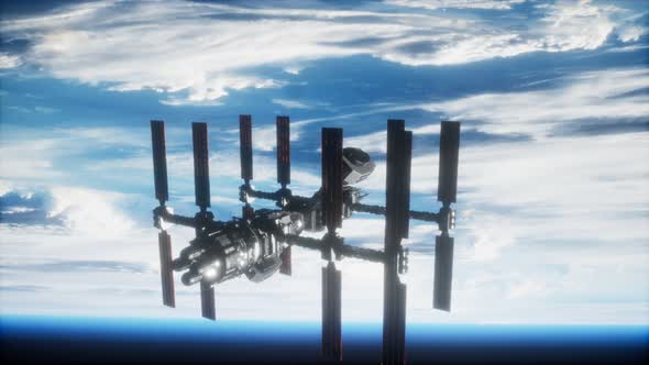 International Space Station in Outer Space Over the Planet Earth