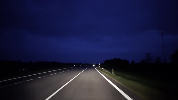 Rural Road Travel at Night, time-lapse