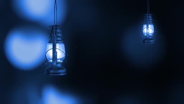 Ramadan Lantern Hanging On The Background Of Glittering Bokeh, 3D Animation