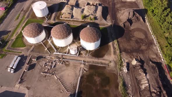 Huge Land Area Of A Rouge Power Plant in Sunoco, Detroit Michigan - Aerial shot