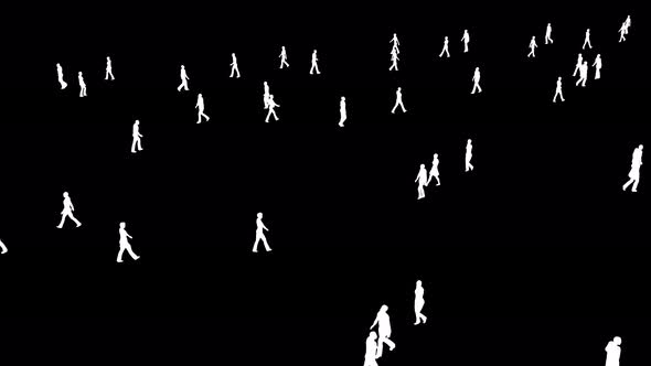White Silhouettes of People Crowd Walk Business Success Concept alt