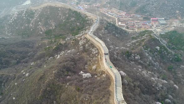 Aerial View of Great Wall of China.