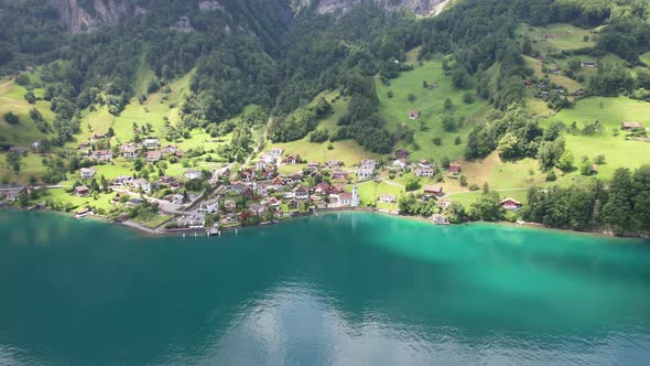 Drone Aerial Footage of The mountains and blue lake, Forest