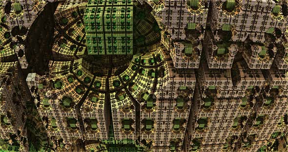 Futuristic Metallic Green Structure Zoom in 3d Realistic alt