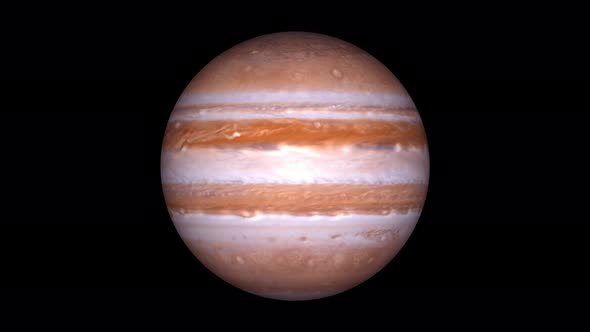 3d Realistic Rotated Jupiter on Black Background