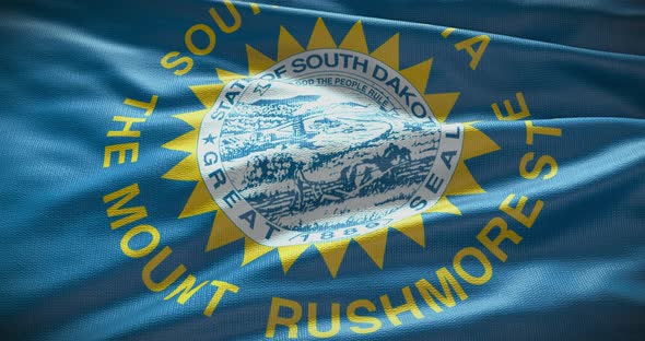 South Dakota state flag waving background