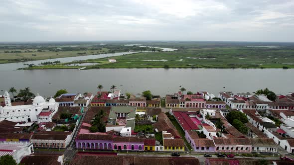 drone side of downtown tlacotalpan veracruz