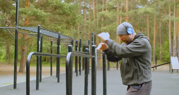 Middle Aged Man During Outdoor Workout