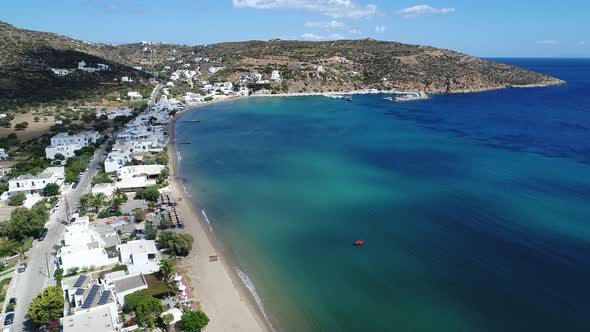 Gialos Platis on Sifnos island in the Cyclades in Greece aerial view