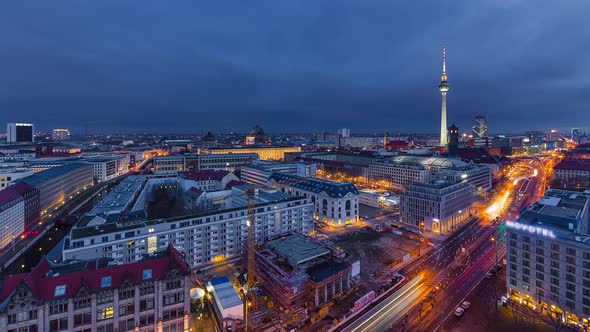 Night to Day Time Lapse of Berlin with Television Tower, Berlin, Germany