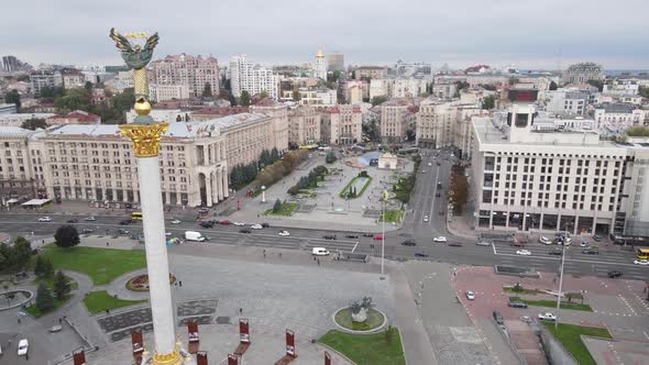 Kyiv, Ukraine in Autumn : Independence Square, Maidan. Aerial View