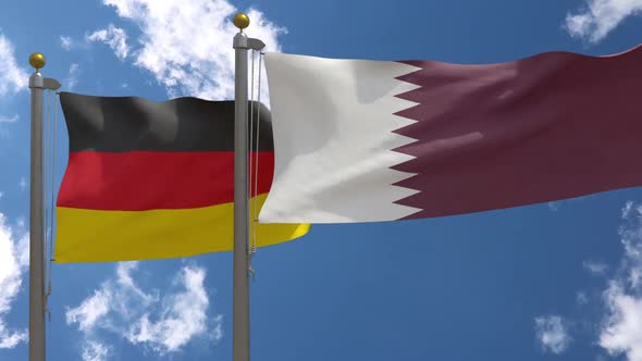 Germany Flag Vs Qatar On Flagpole
