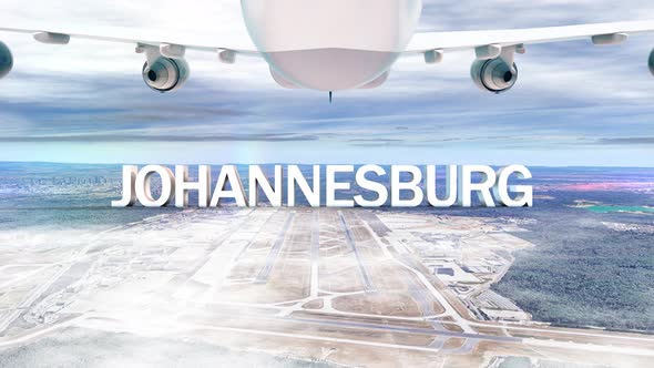 Commercial Airplane Over Clouds Arriving City Johannesburg