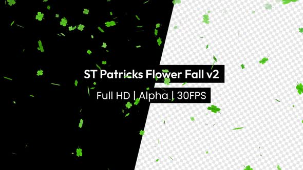 ST Patricks Day Green Flower Leaf or Leaves Falling with Alpha