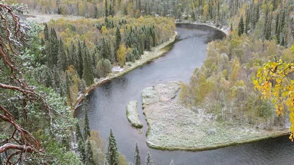 Autumn Landscape in Oulanka National Park in Finland.