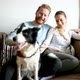 Beautiful Couple Relaxing at Home and Loving Their Dog - VideoHive Item for Sale