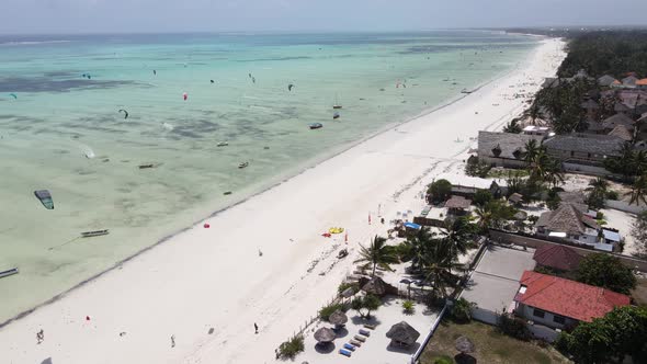 Zanzibar Tanzania  Kitesurfing Near the Shore Slow Motion