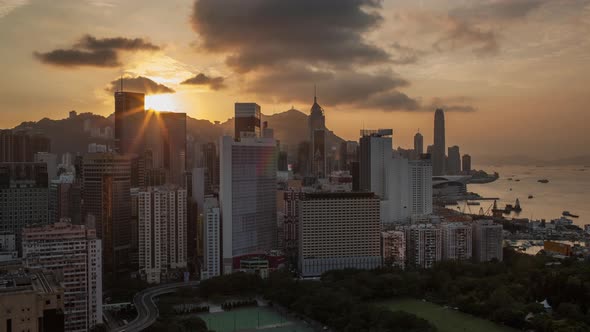 Timelapse of Evening Coming To Hong Kong