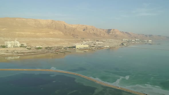 Aerial view of an hotel along the Dead Sea, Israel.