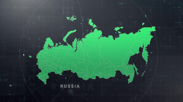 Digital Tech Russia Map Front View