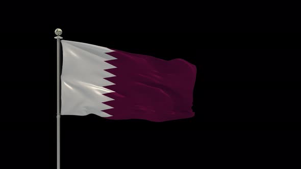 Qatar Looping Of The Waving Flag Pole With Alpha