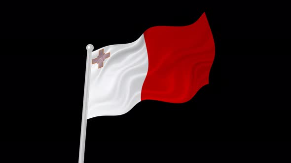 Malta Flag Wavy Animated On Black Background