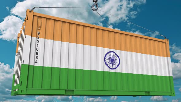 Cargo Container with Flag of India