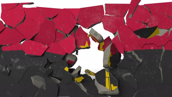 Breaking Wall with Painted Flag of Angola