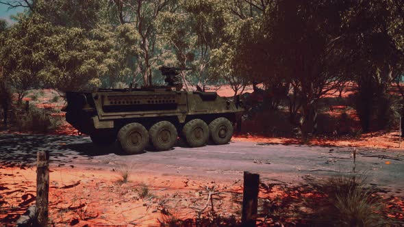 Armored Battle Army Tank on the Road