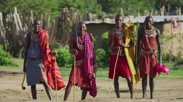 Maasai men in a village