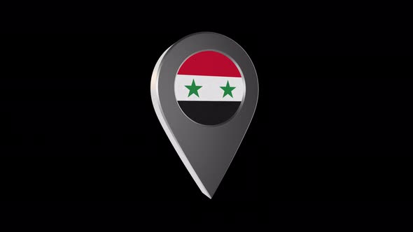 3d Animation Map Pointer With Syria Flag With Alpha Channel 4K