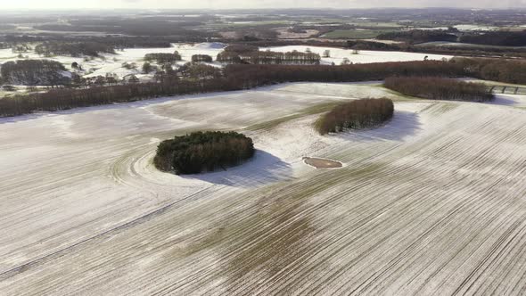 drone shot of frozen landscape