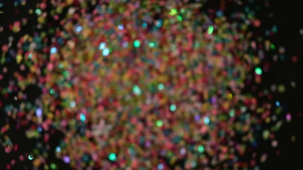 Close Up Confetti Explosion on Black Background