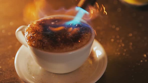 Barista Prepares Latte Art