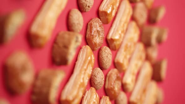 Vertical video, A pattern of different cookies laid out on a red background