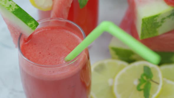 Sweet Watermelon Juice and Watermelon Slices