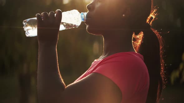 Thirsty Woman Body Refreshment Drinking Water Park