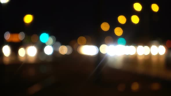 Traffic Bokeh At Night In City 