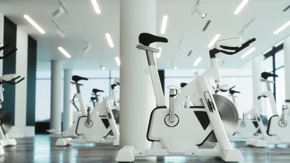 Gym With White Exercise Bikes