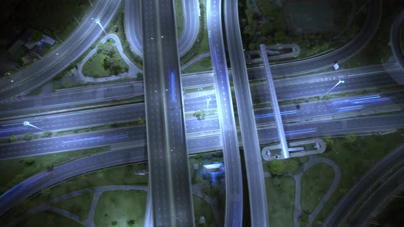 4K : Hyperlapse or Dronelapse Top view of Highway road junctions