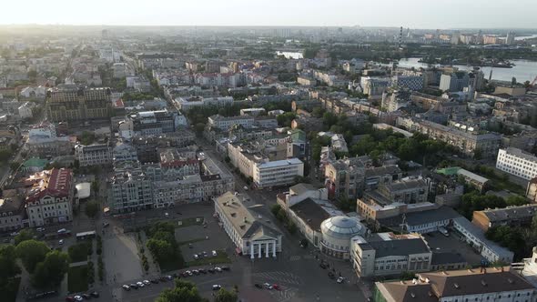 Aerial View of Kyiv, Ukraine. Slow Motion