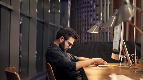 Tired Businessman Sleeping On Workplace. Workaholic Overtime Overworked In Internet At Deadline.