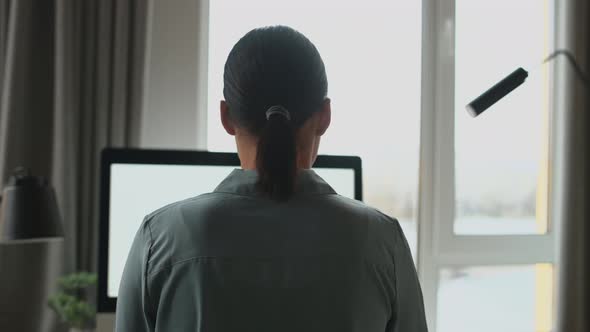AfricanAmerican Woman Using Computer