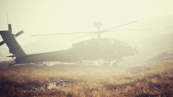 Military Helicopter in Mountains at War