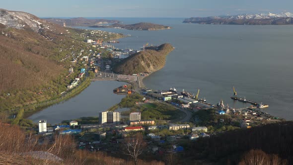 Spring Top View of Petropavlovsk Kamchatsky City