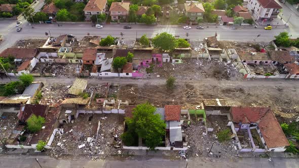 Aerial View Destroyed Houses