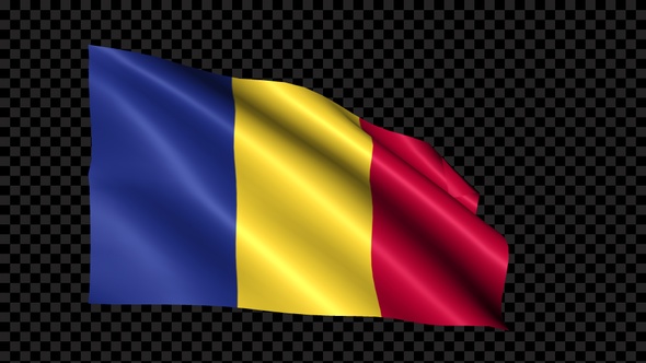 Romania Flag Blowing In The Wind